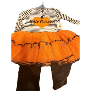 Sams club counting daisies hello pumpkin dress + legging set 2T